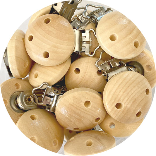 Maple Round Wood Pacifier Clips (Gloss)