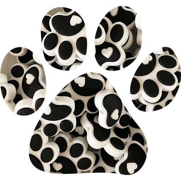 Silicone Paw Print Beads