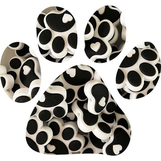 Silicone Paw Print Beads