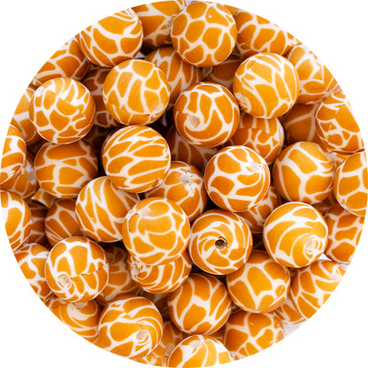 Silicone Printed Round Beads