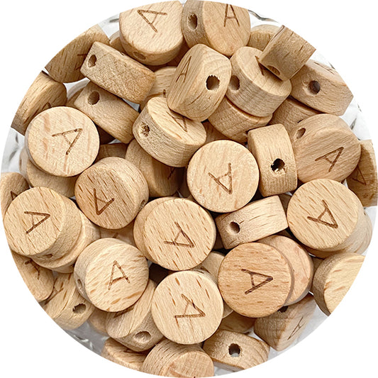 15mm Beech Wood Alphabet Round Letters