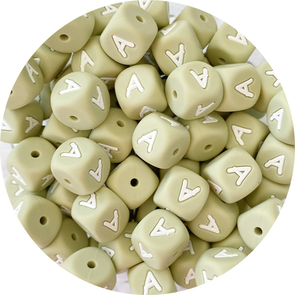 12mm Sage Silicone Alphabet Beads