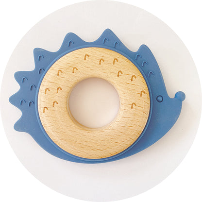 Silicone & Wooden Hedgehog Teether