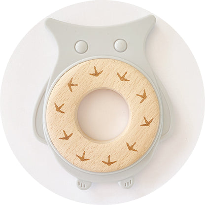 Silicone & Wooden Owl Teether