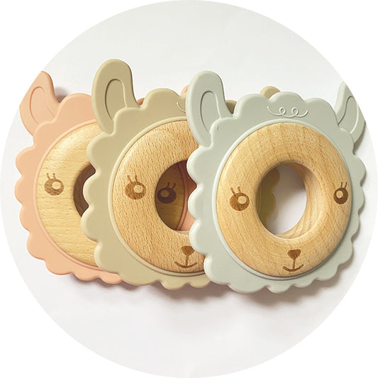 Silicone & Wooden Sheep Teether