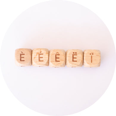 12mm Wooden Square Accent Letter Beads