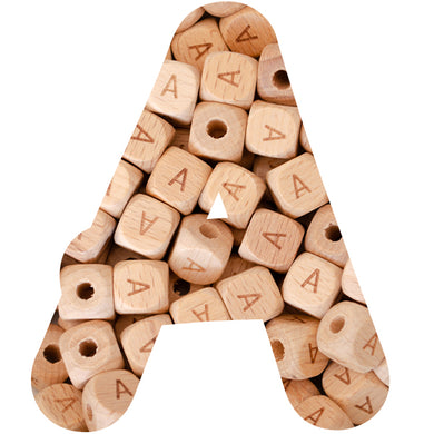 12mm Wooden Square Letter Beads
